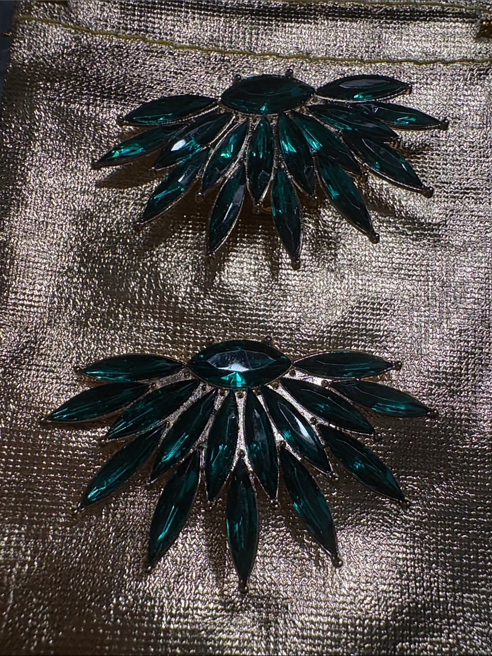 Emerald Teardrop Crystal  shoe clips